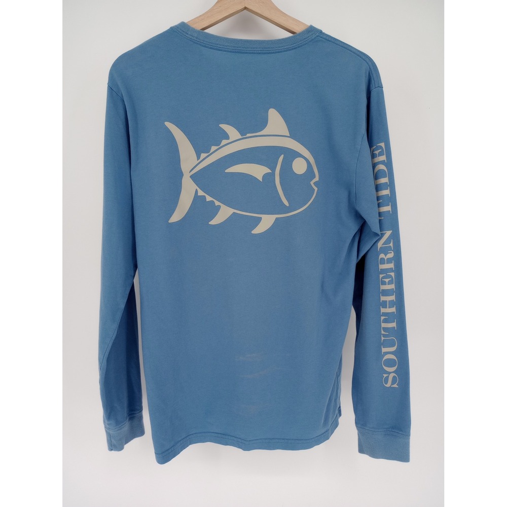 Southern Tide Pocket T-Shirt Mens Small Blue Long Sleeve Skipjack‎ Graphic